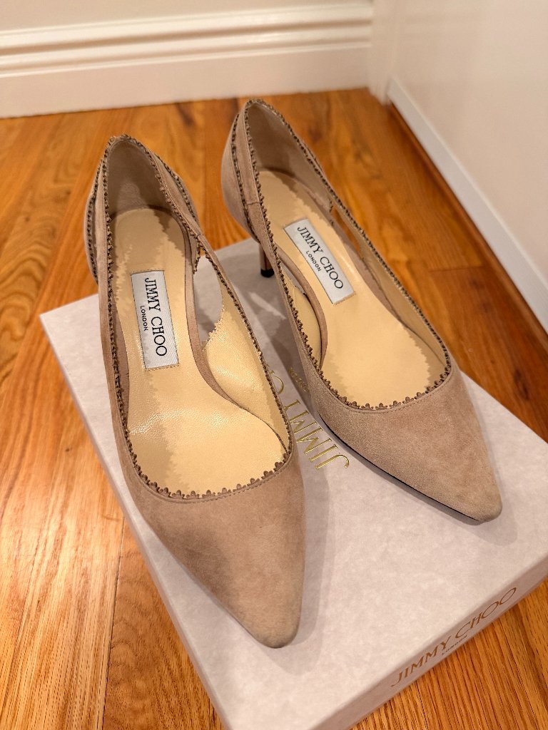 Jimmy Choo Suede Scalloped Accent Pumps